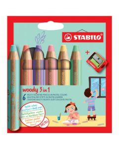STABILO Woody Pastell Med Pennvässare 6 Pack
