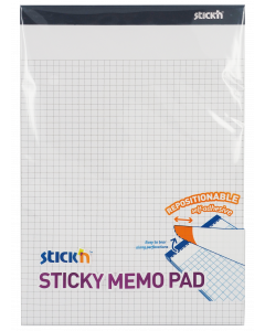 Sticky Memo 254x178 50 Blad Rutat Vit